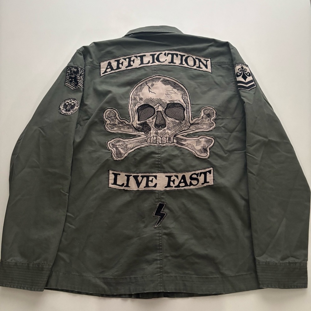 Affliction Men's cross bone military Jacket